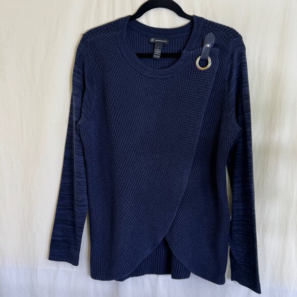 INC International Concepts Cardigan Wrap Sweater Navy Blue Size L - Picture 1 of 8